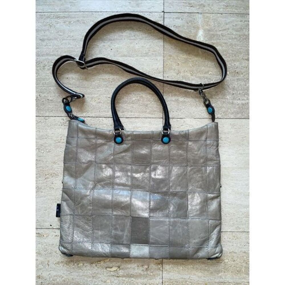 GABS Women's Genuine Plata Patchwork‎ Leather Tote Handbag Crossbody Taupe